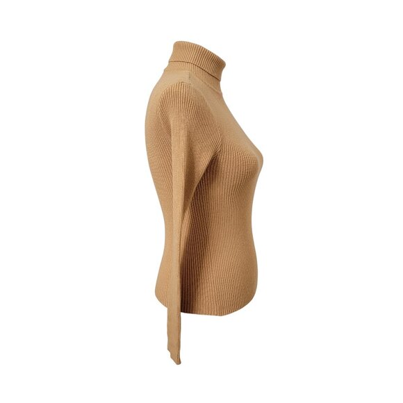Active USA Size S Camel Color Viscose Ribbed Turtleneck, Exc. Used Condition - Picture 4 of 10
